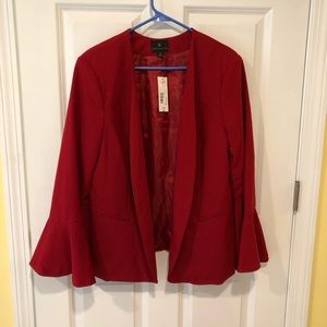 NWT Worthington Red Women’s Suit Jacket Ruffle XL
